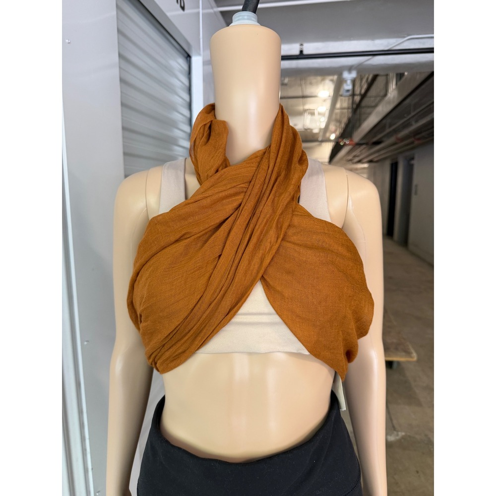 CHAN LUU Ginger Orange Modal Cashmere Scarf Frayed Wrap BRH-SC-313 NEW - Picture 3 of 5